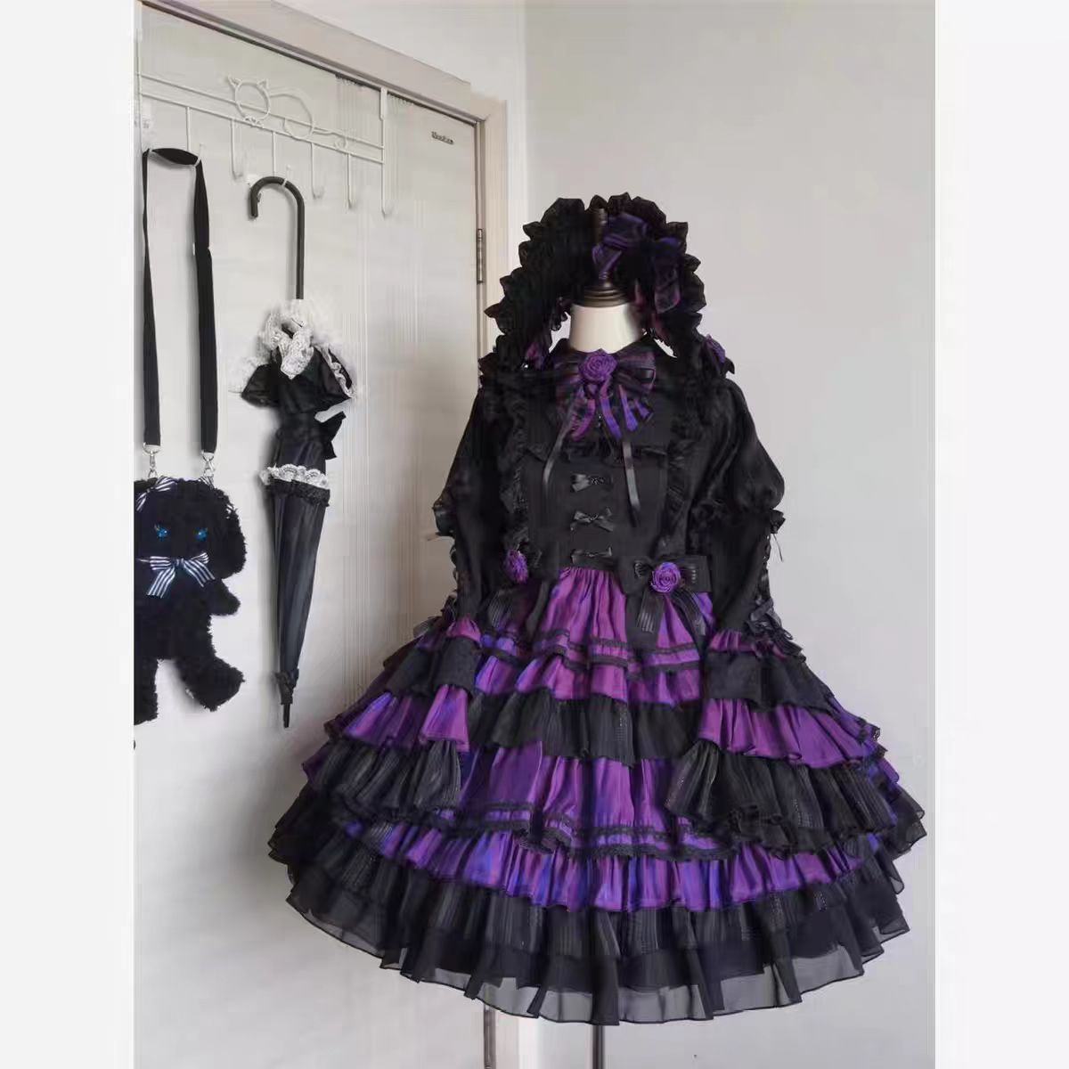 Gothic Lolita Purple Witch Dress Halloween Original Design Mid Length