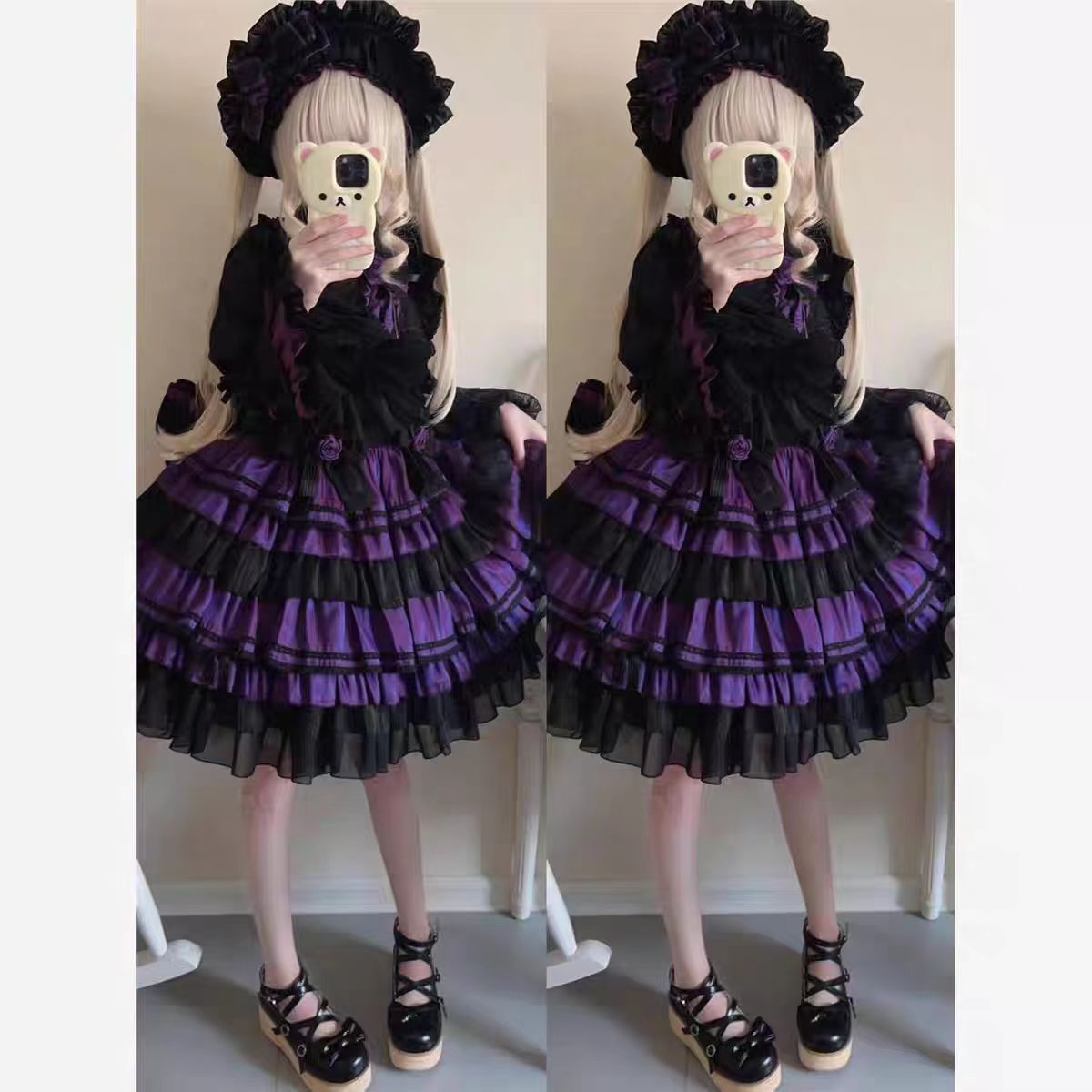 Gothic Lolita Purple Witch Dress Halloween Original Design Mid Length