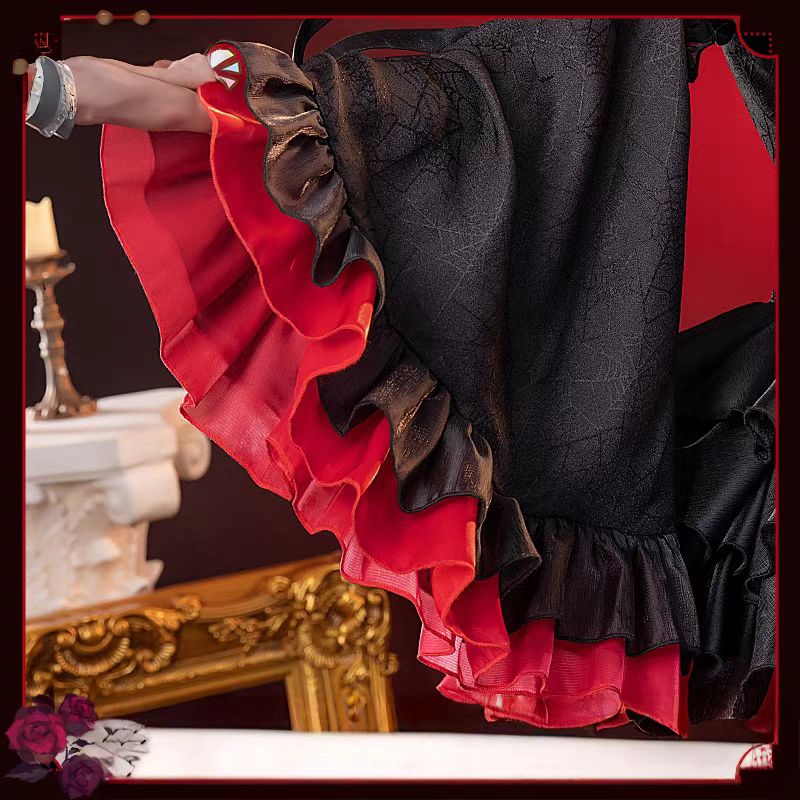 Gothic Lolita Red-Black Tenshi Teto Cosplay Dress Ready Stock Devil Lolita Halloween Cyberpunk Set