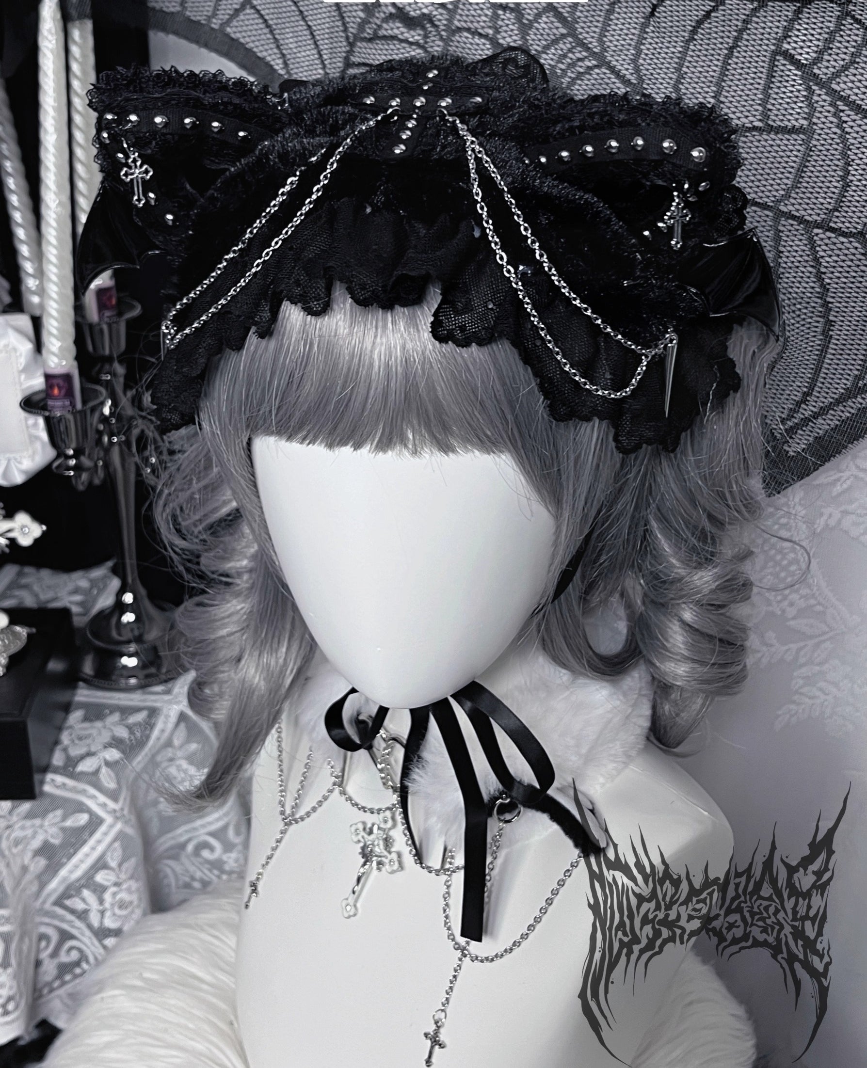This original gothic Lolita hair clip is designed with devil cat ears and delicate lace, blending playful fantasy with dark elegance. Inspired by punk aesthetics, it combines rebellion with Lolita sweetness for a unique subculture look. Perfect for Halloween, cosplay, or alternative fashion styling, this accessory adds a bold statement to any gothic or Lolita outfit.