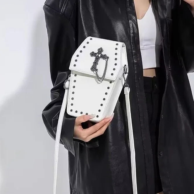 Gothic Rivet Cross Box Small Square Bag Coffin Bag Y2K Lolita Accessory