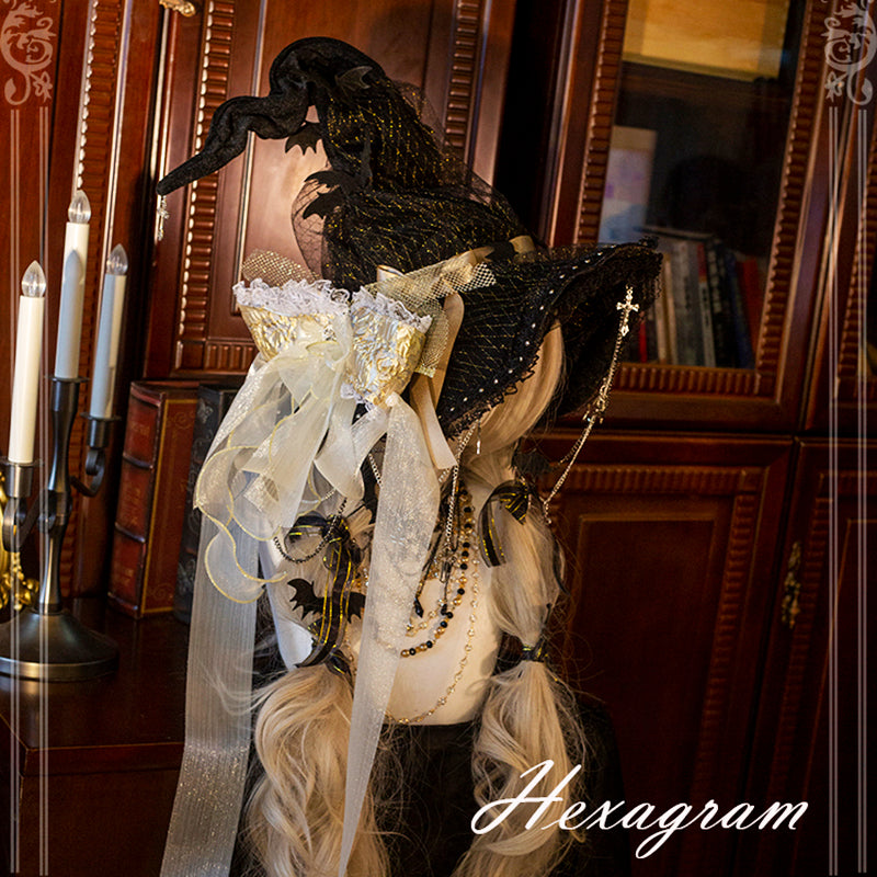 Lolita Hair Accessory Halloween Goth Dark Witch Black Red Hat