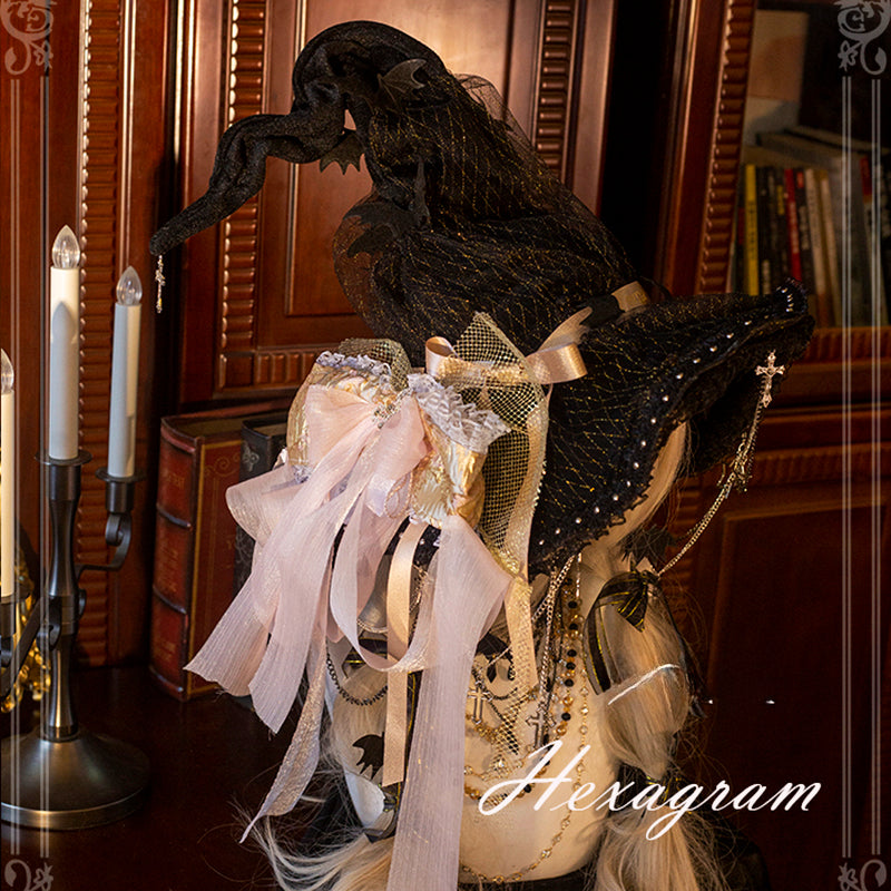 Lolita Hair Accessory Halloween Goth Dark Witch Black Red Hat