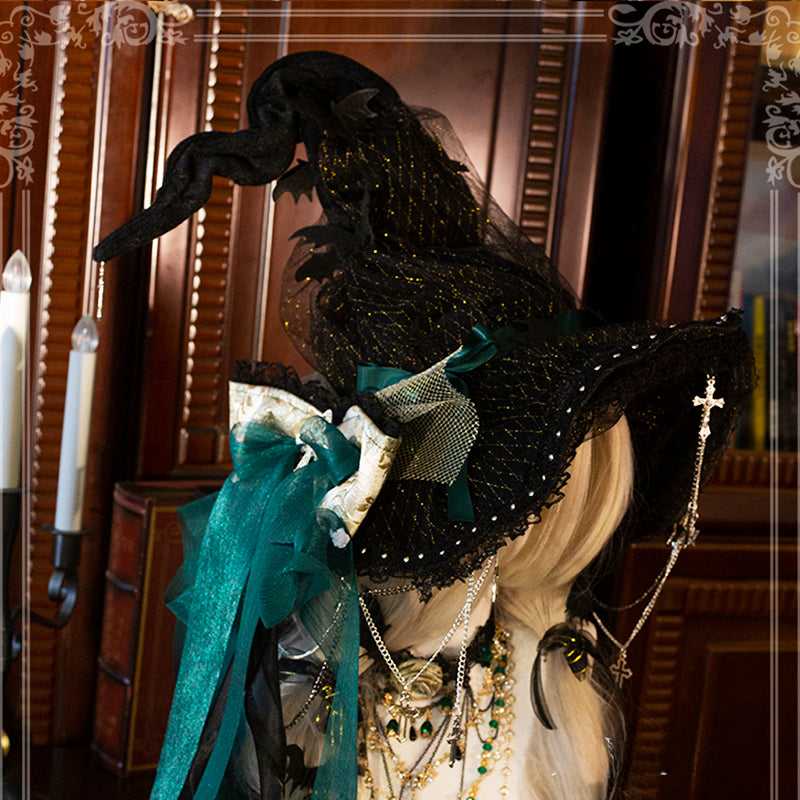 Lolita Hair Accessory Halloween Goth Dark Witch Blue Green Purple Hat