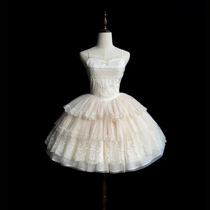 Hime Lolita Classic Dream Big Swing Gauze Skirt Op/jsk Lolita Skirt White Wedding Dress