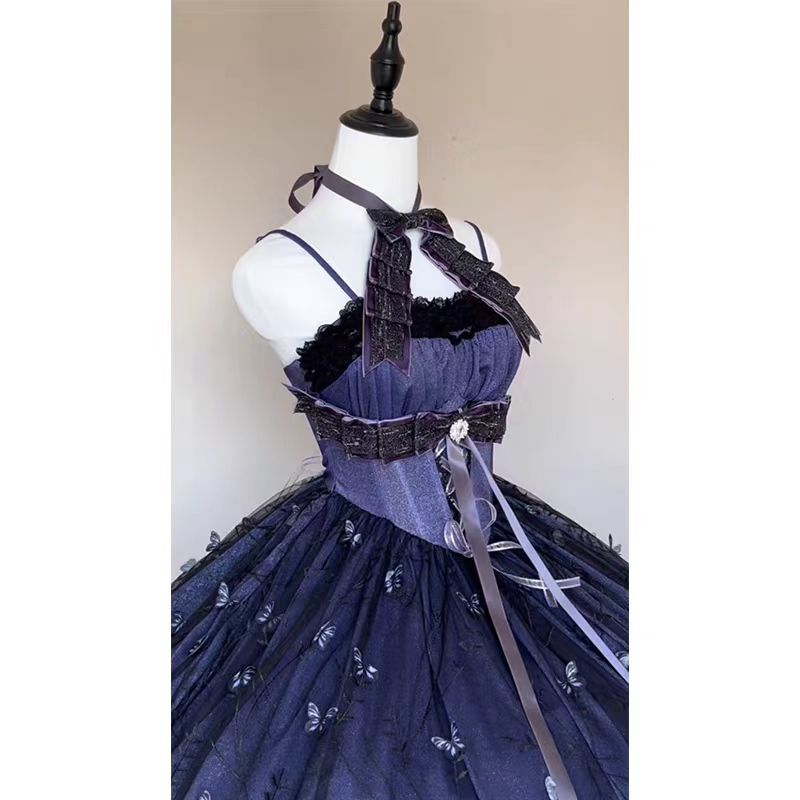 Inspired by the elegance of a princess bride, this exquisite Hime Lolita dress embodies regal fantasy and sophistication. The rich purple hue symbolizes nobility, while intricate Hanayome embroidery and delicate lace express bridal purity and grace. Cascading ruffles and a refined bow detail create a luxurious silhouette fit for royalty. Designed for the discerning Lolita who seeks opulence and storytelling fashion, this piece transforms wearers into the heroine of their own fairytale. Perfect for ceremonie