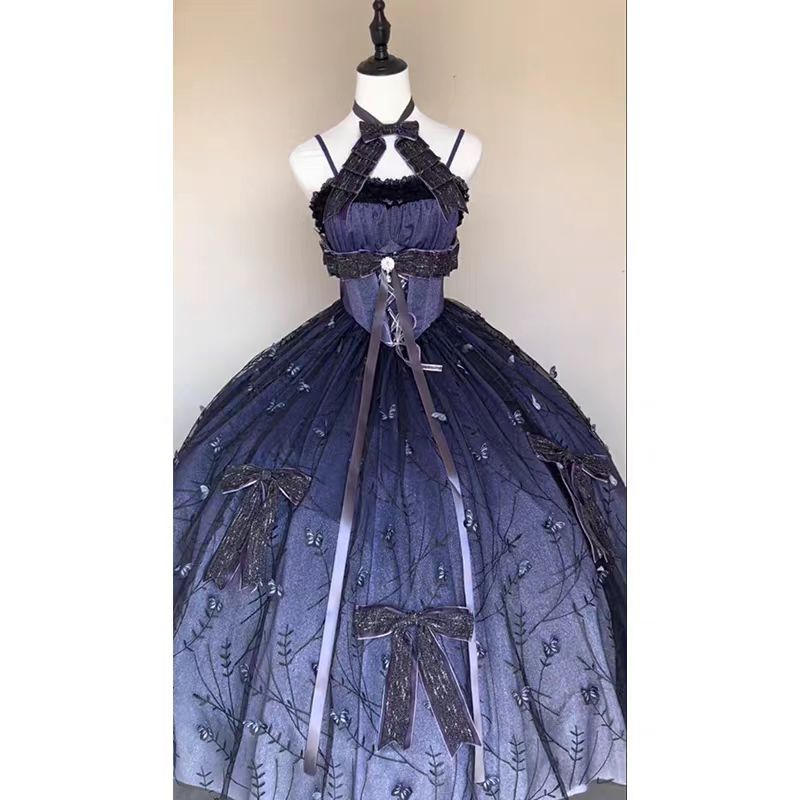 Inspired by the elegance of a princess bride, this exquisite Hime Lolita dress embodies regal fantasy and sophistication. The rich purple hue symbolizes nobility, while intricate Hanayome embroidery and delicate lace express bridal purity and grace. Cascading ruffles and a refined bow detail create a luxurious silhouette fit for royalty. Designed for the discerning Lolita who seeks opulence and storytelling fashion, this piece transforms wearers into the heroine of their own fairytale. Perfect for ceremonie