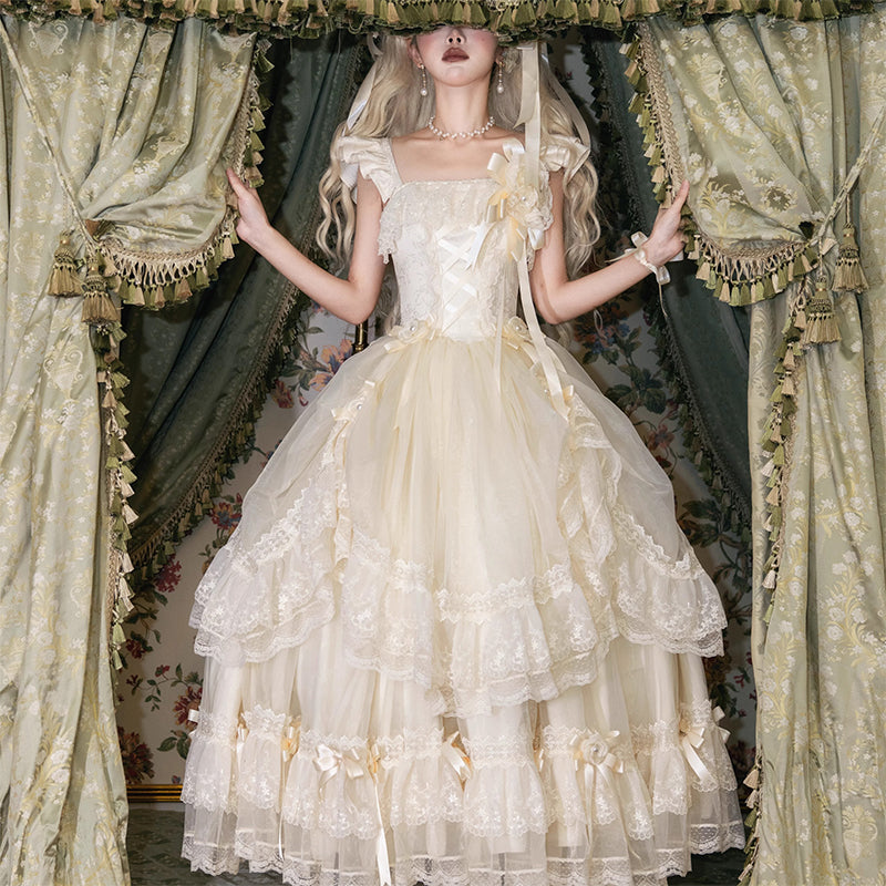 Hime Lolita Tea Party Fashion Cream Coloring Ki Lolita Dress One Piece Dress