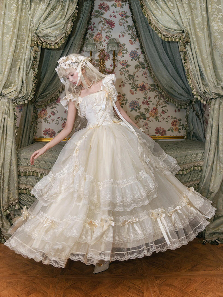 Hime Lolita Tea Party Fashion Cream Coloring Ki Lolita Dress One Piece Dress