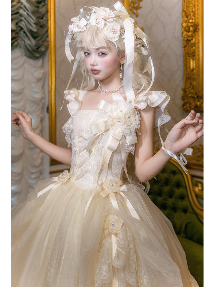 Hime Lolita Tea Party Fashion Cream Coloring Ki Lolita Dress One Piece Dress