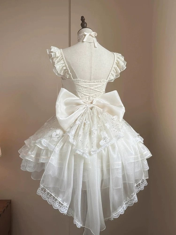 Hime Lolita Ivory Organza Elegant Dress Sweet Wedding Princess Dress