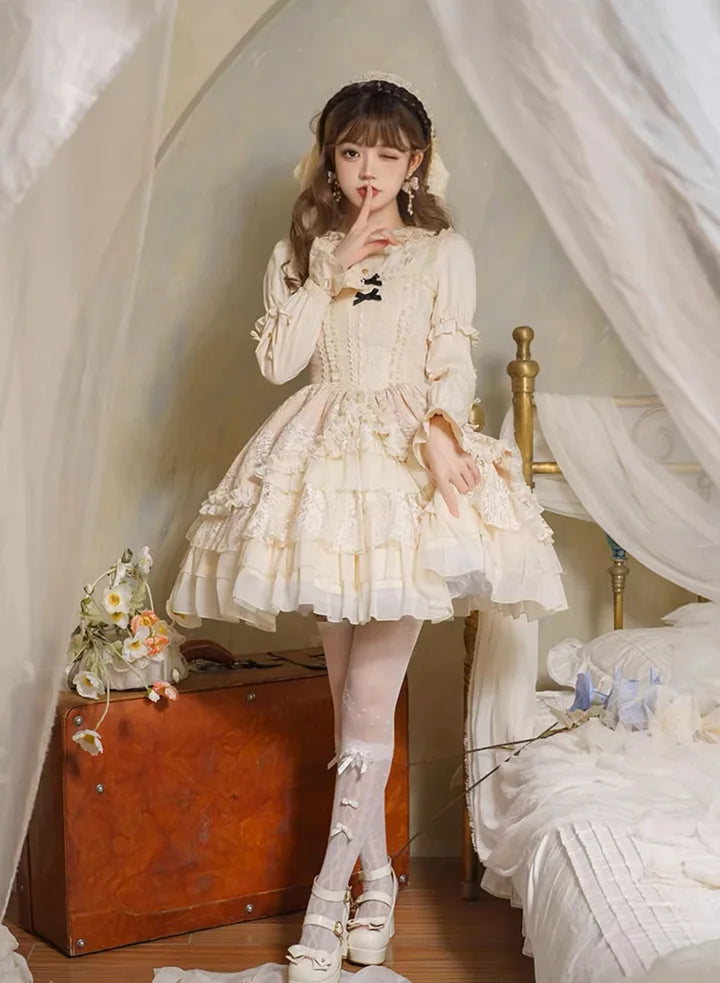 Sweet Bunny Lolita Bow Dress Japanese Cute Short Sleeve Dress Plus Size for Women OP
