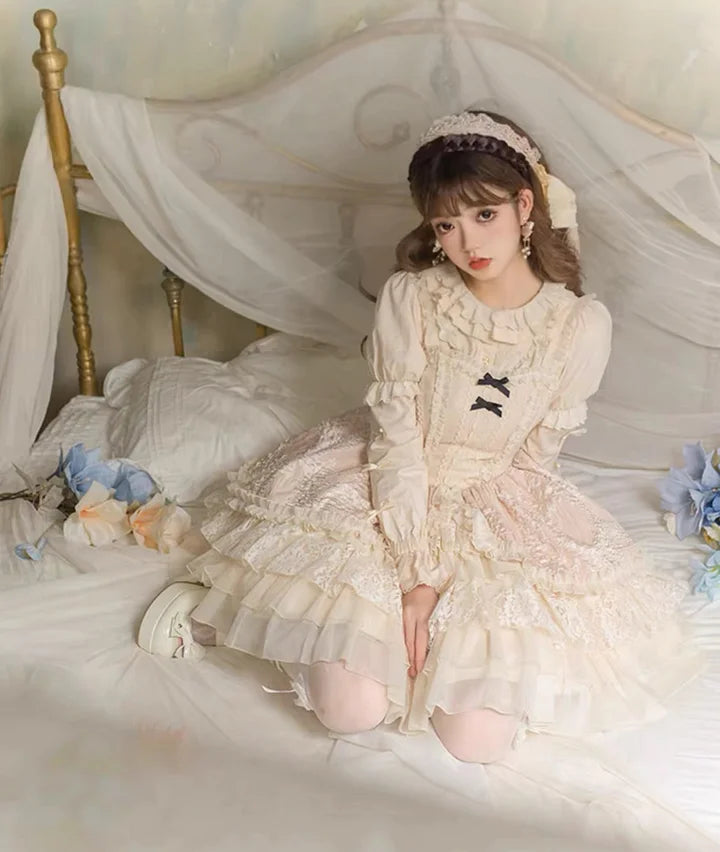 Sweet Bunny Lolita Bow Dress Japanese Cute Short Sleeve Dress Plus Size for Women OP