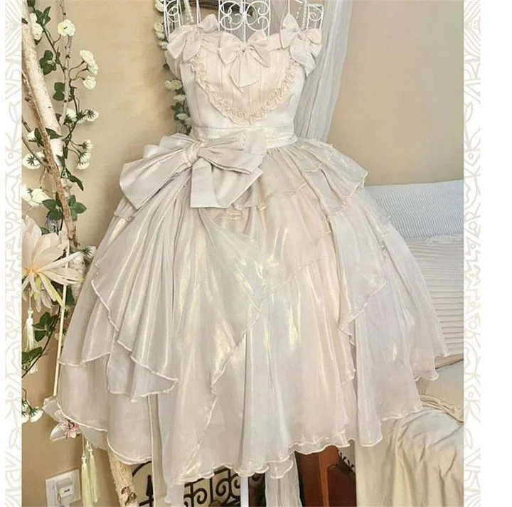 Hime Lolita White Flower Wedding Dress Skirt Princess Skirt