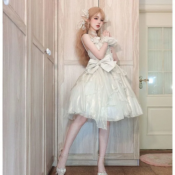 Hime Lolita White Flower Wedding Dress Skirt Princess Skirt