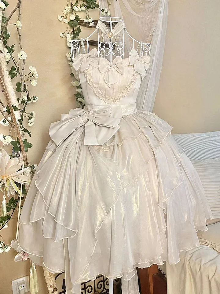 Hime Lolita White Flower Wedding Dress Skirt Princess Skirt