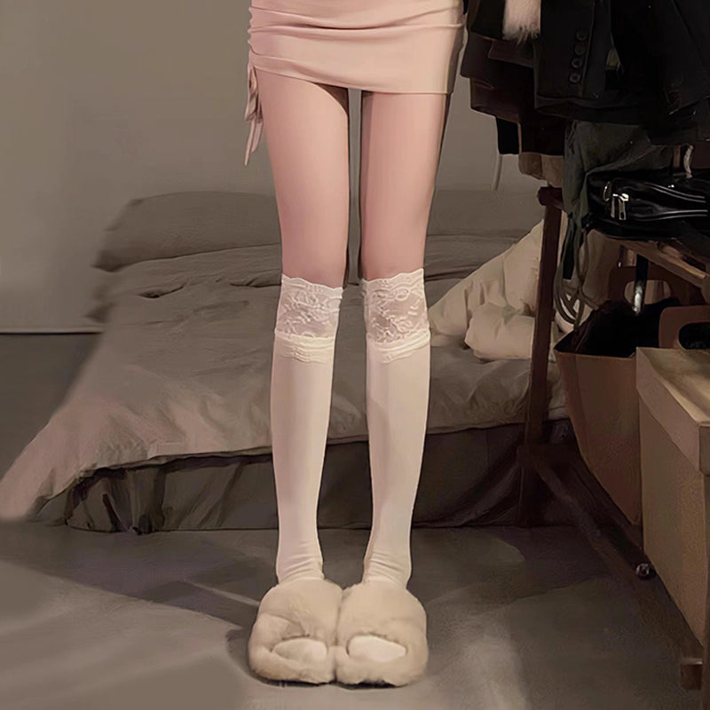 Inspired by the delicate aesthetic of Japanese Lolita fashion, these crew socks blend innocence with elegant charm. Soft lace trims and a delicate bow ribbon tie detail create a playful yet refined statement, perfect for adding a touch of kawaii sweetness to any outfit. Designed for comfort and style, they capture the dreamy, romantic essence of Harajuku street culture.