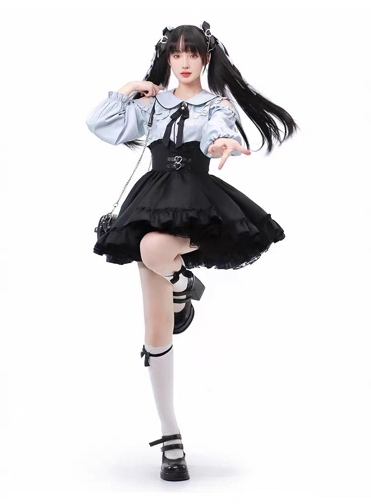 Jirai Kei Fashion Cyberpunk Kawaii Techwear Set Dress Pink Ruffled Jacket Shorts Streetwear Outfit