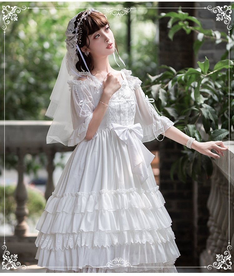 Kiss of Venus Sweet White Lolita Wedding Bride JSK Elegant Lace Lolita Dress