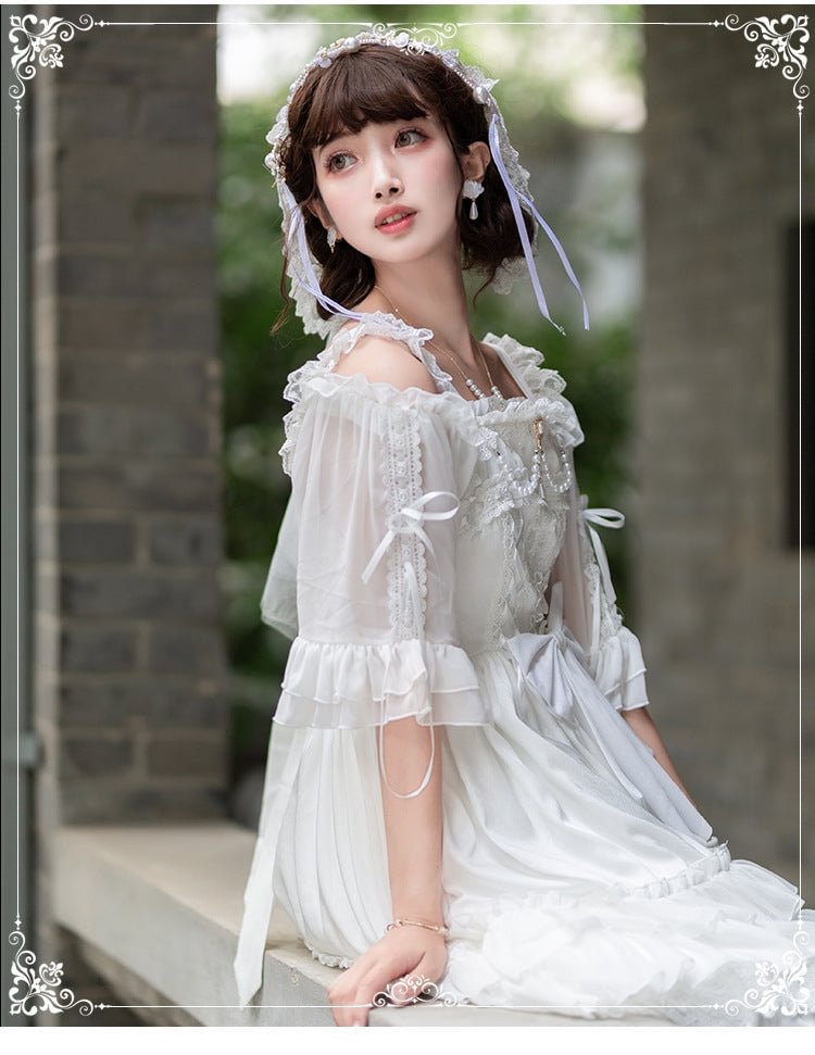 Kiss of Venus Sweet White Lolita Wedding Bride JSK Elegant Lace Lolita Dress