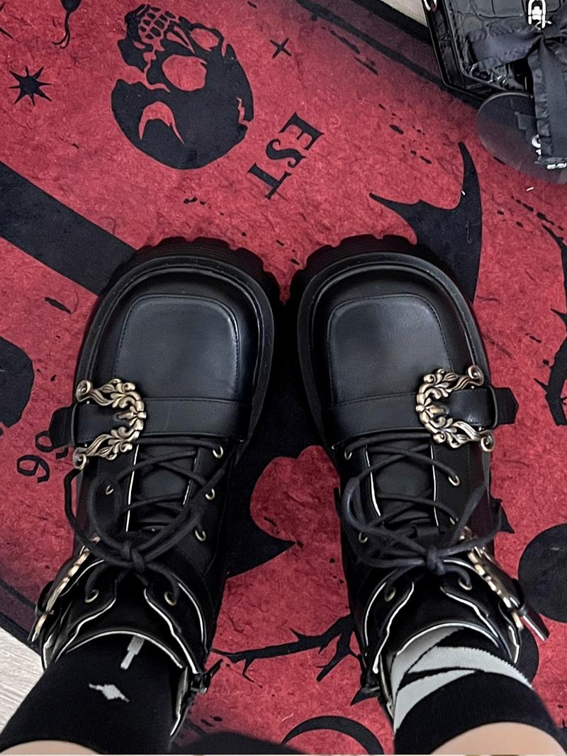 Knight Martin Boots Brown Retro Knight Boots Children Autumn and Winter Lolita Shoes