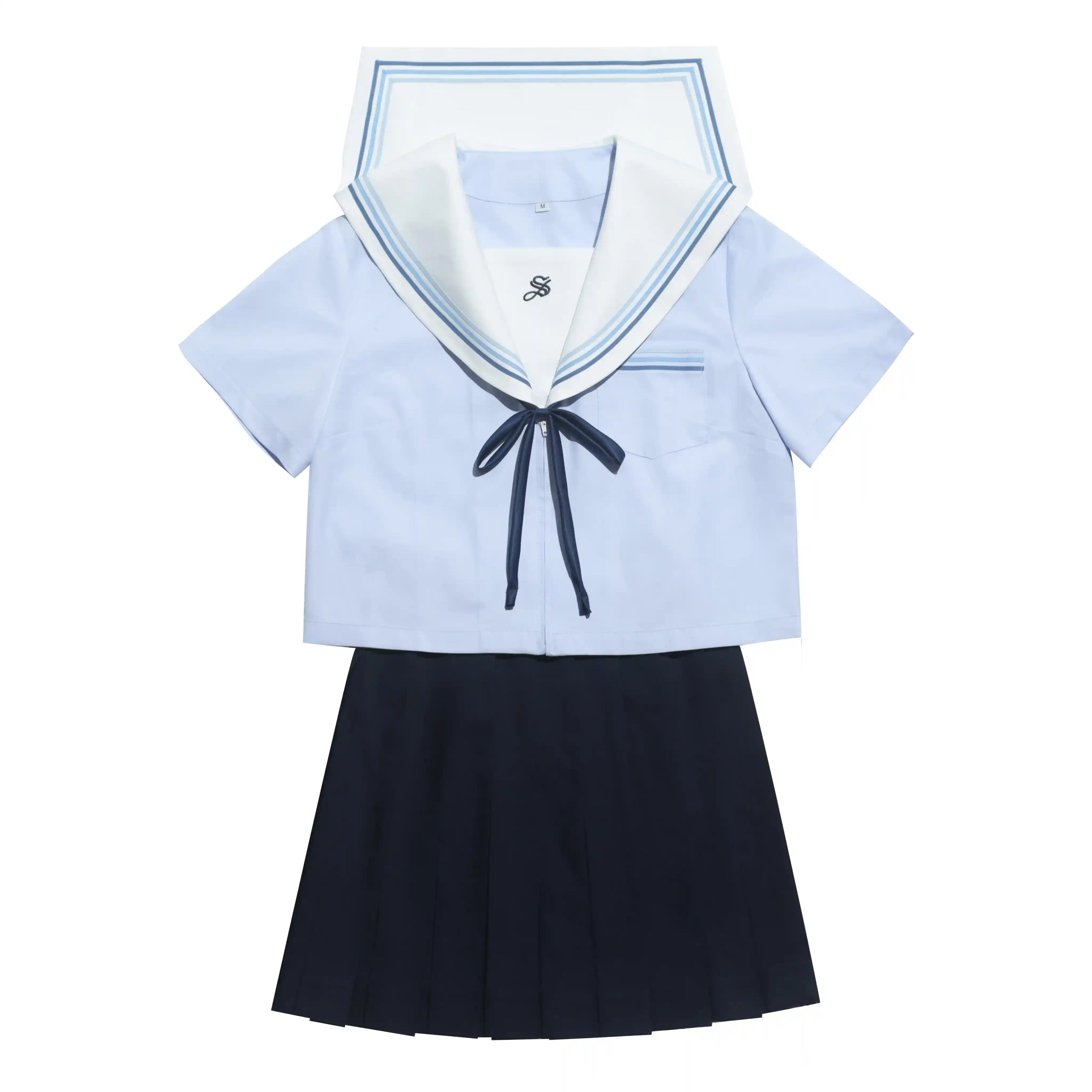 Large Size Original Sailor Dress Short Long Sleeve Top Short Skirt Set Women