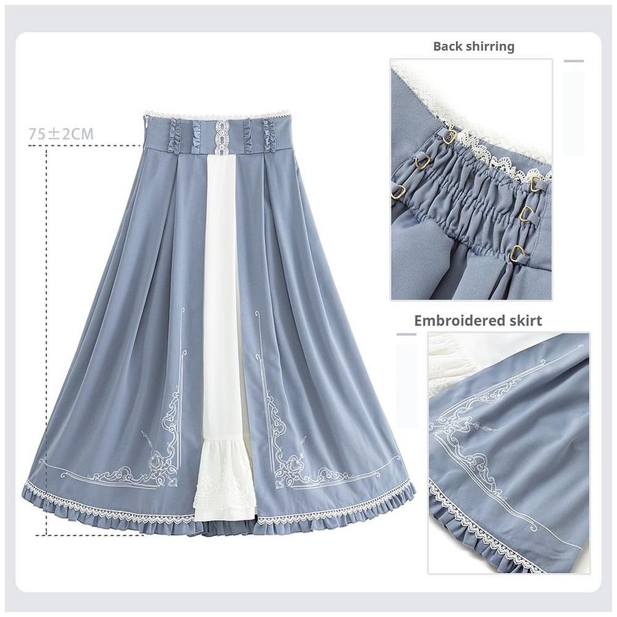 Light Blue Classic Lolita Skirt Set with Elegant Winter Cape Lolita Dresses Lolita Coats