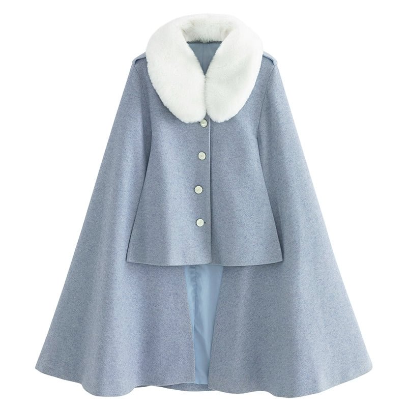 Light Blue Classic Lolita Skirt Set with Elegant Winter Cape Lolita Dresses Lolita Coats