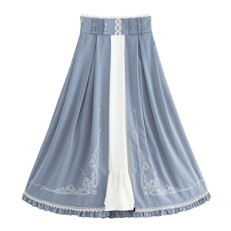 Light Blue Classic Lolita Skirt Set with Elegant Winter Cape Lolita Dresses Lolita Coats