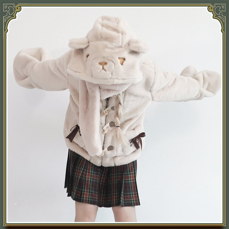 Lolita Coats Light Brown Plush Jacket Autumn and Winter Clothes Short Limited Edition