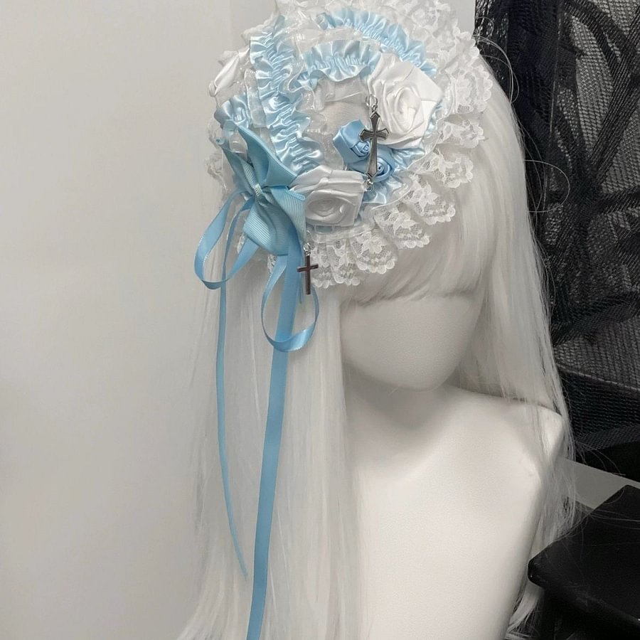 Lolita Accessories Headwear Gothic Lace Bow Black Pink Hair Clip Y2k Hair Accessories