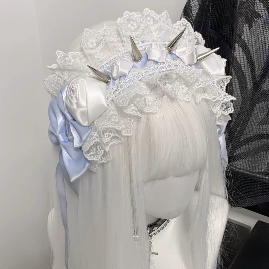 Lolita Accessories Headwear Gothic Ruffle Lace Studded Hairband for Halloween