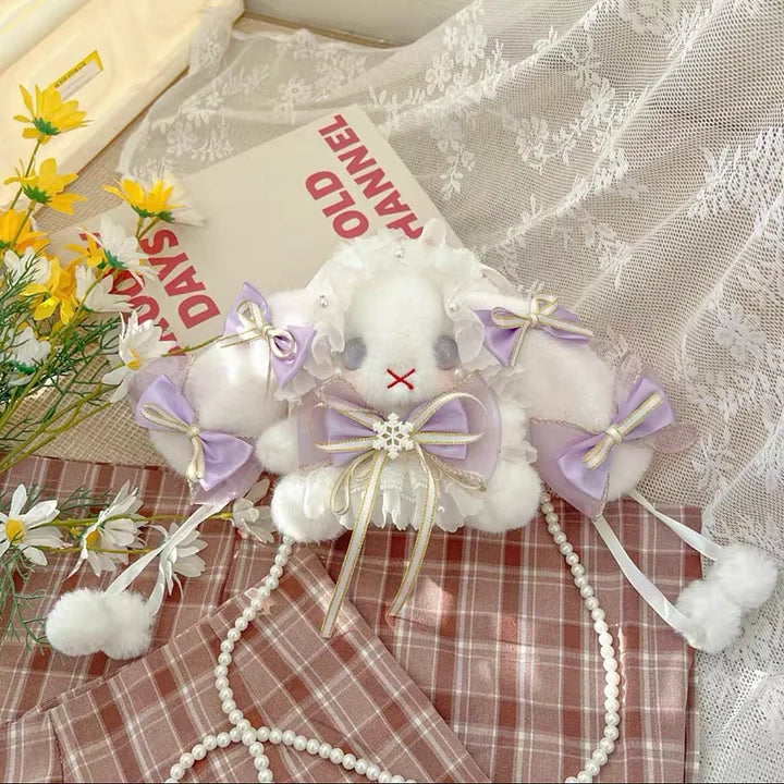 Lolita Accessories Sweet White Rabbit Fluffy Crossbody Bag Lolita Accessories for Girls Kawaii Bag