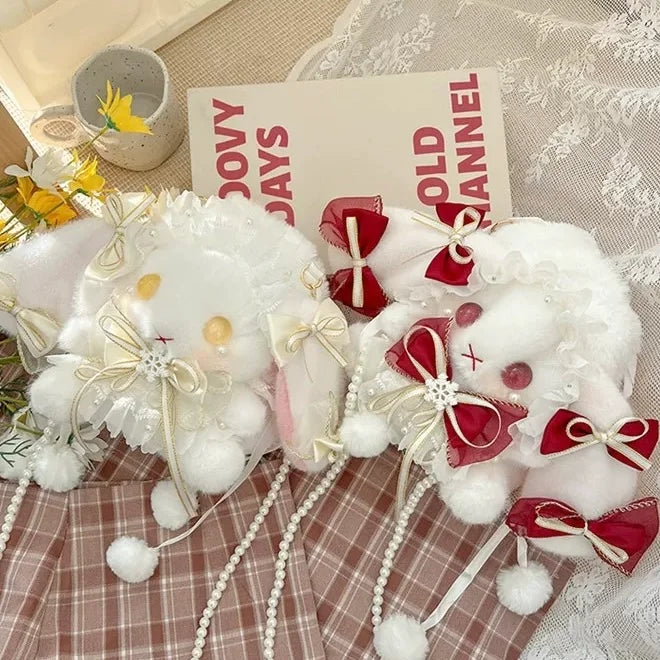 Lolita Accessories Sweet White Rabbit Fluffy Crossbody Bag Lolita Accessories for Girls Kawaii Bag