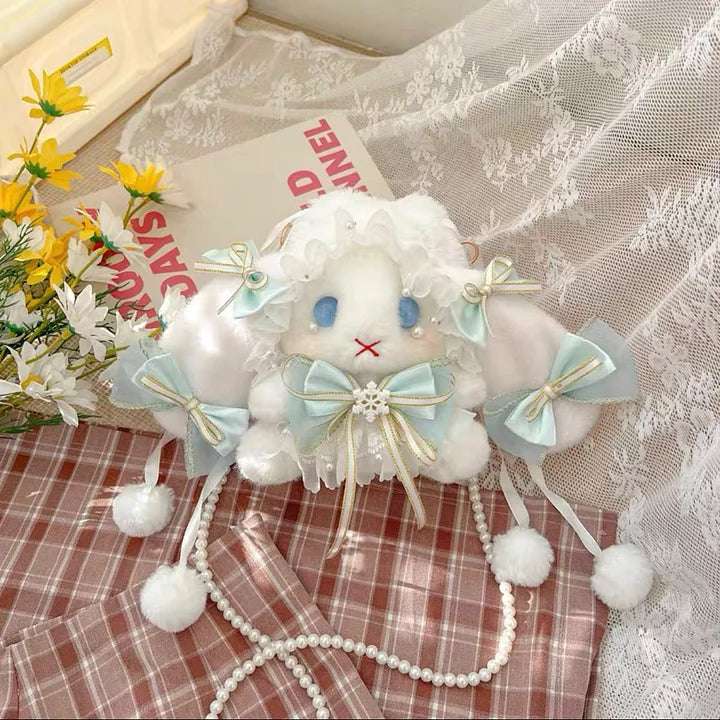 Lolita Accessories Sweet White Rabbit Fluffy Crossbody Bag Lolita Accessories for Girls Kawaii Bag