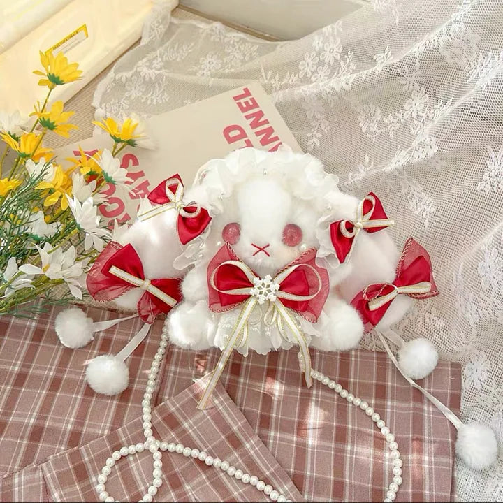 Lolita Accessories Sweet White Rabbit Fluffy Crossbody Bag Lolita Accessories for Girls Kawaii Bag