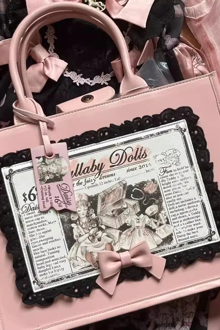 Inspired by the delicate charm of 1980s Japanese kokeshi dolls and the whimsy of vintage dollhouse aesthetics, this tote blends kawaii culture with Lolita practicality. The doll print evokes nostalgic sweetness, while the spacious design ensures both style and functionality, perfect for carrying dreams and daily essentials.