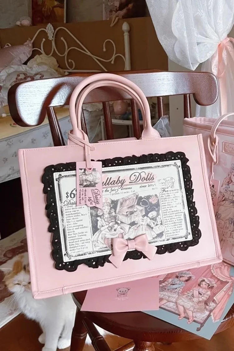 Inspired by the delicate charm of 1980s Japanese kokeshi dolls and the whimsy of vintage dollhouse aesthetics, this tote blends kawaii culture with Lolita practicality. The doll print evokes nostalgic sweetness, while the spacious design ensures both style and functionality, perfect for carrying dreams and daily essentials.