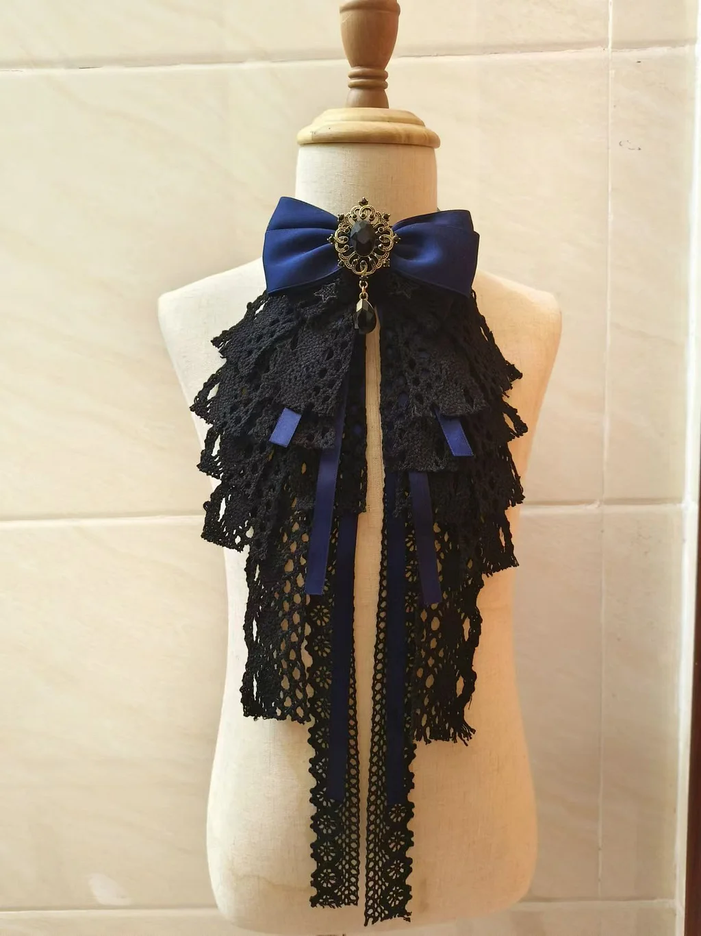 Lolita Black Lace Bow Gothic Court Elegant Saliva Towel Bow Tie Neck Accessories
