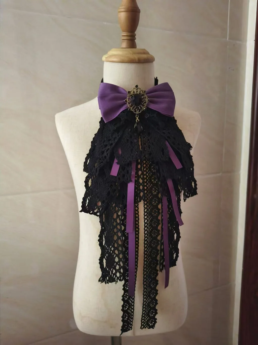 Lolita Black Lace Bow Gothic Court Elegant Saliva Towel Bow Tie Neck Accessories