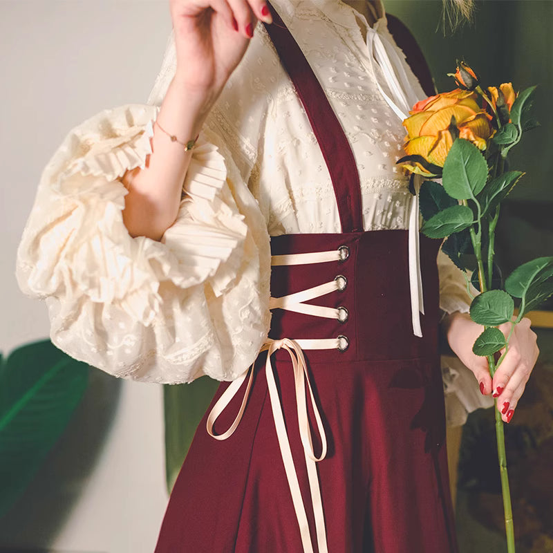 Design Concept:
This Lolita-style blouse in light apricot captures the elegance of Victorian fashion with its refined lantern sleeves and graceful double-layered design. Crafted from soft, breathable fabric, it offers both comfort and sophistication. The delicate tailoring highlights a timeless charm, making it perfect for pairing with skirts, jumpers, or corsets. Suitable for daily wear, casual outings, or elegant gatherings, this blouse adds a touch of classic romance to any Lolita wardrobe.