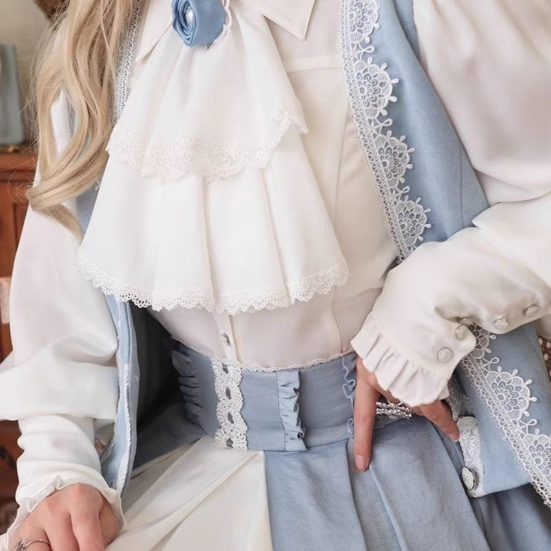 Design Concept:
This Lolita blouse in pure white features a pointed collar and elegant lantern sleeves, blending classic refinement with a versatile design. The slim-fit silhouette and soft fabric make it perfect as an inner layer for JSKs or as a standalone top, creating an effortlessly elegant Lolita look. Ideal for daily wear, tea parties, or casual gatherings, it combines sophistication with comfort, making it a staple piece in any Lolita wardrobe.
