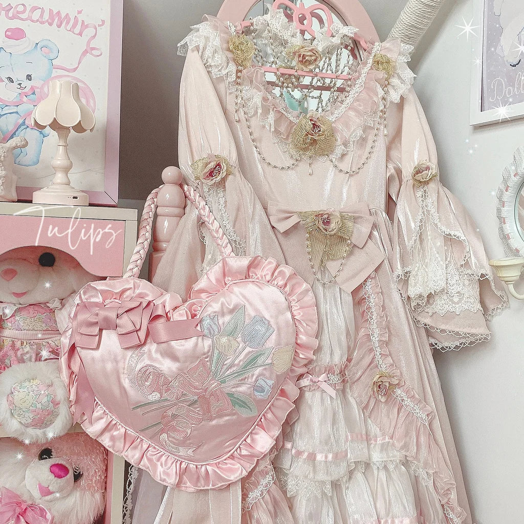 Lolita Bow Love Bag Embroidery Bag Handbag Girls Gift
