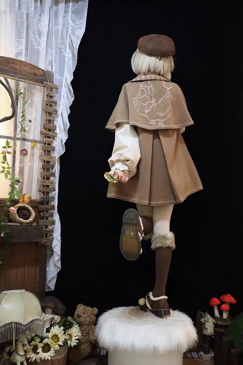 Lolita Coat Retro Brown Woolen Cape Cute Style Autumn Winter Outerwear