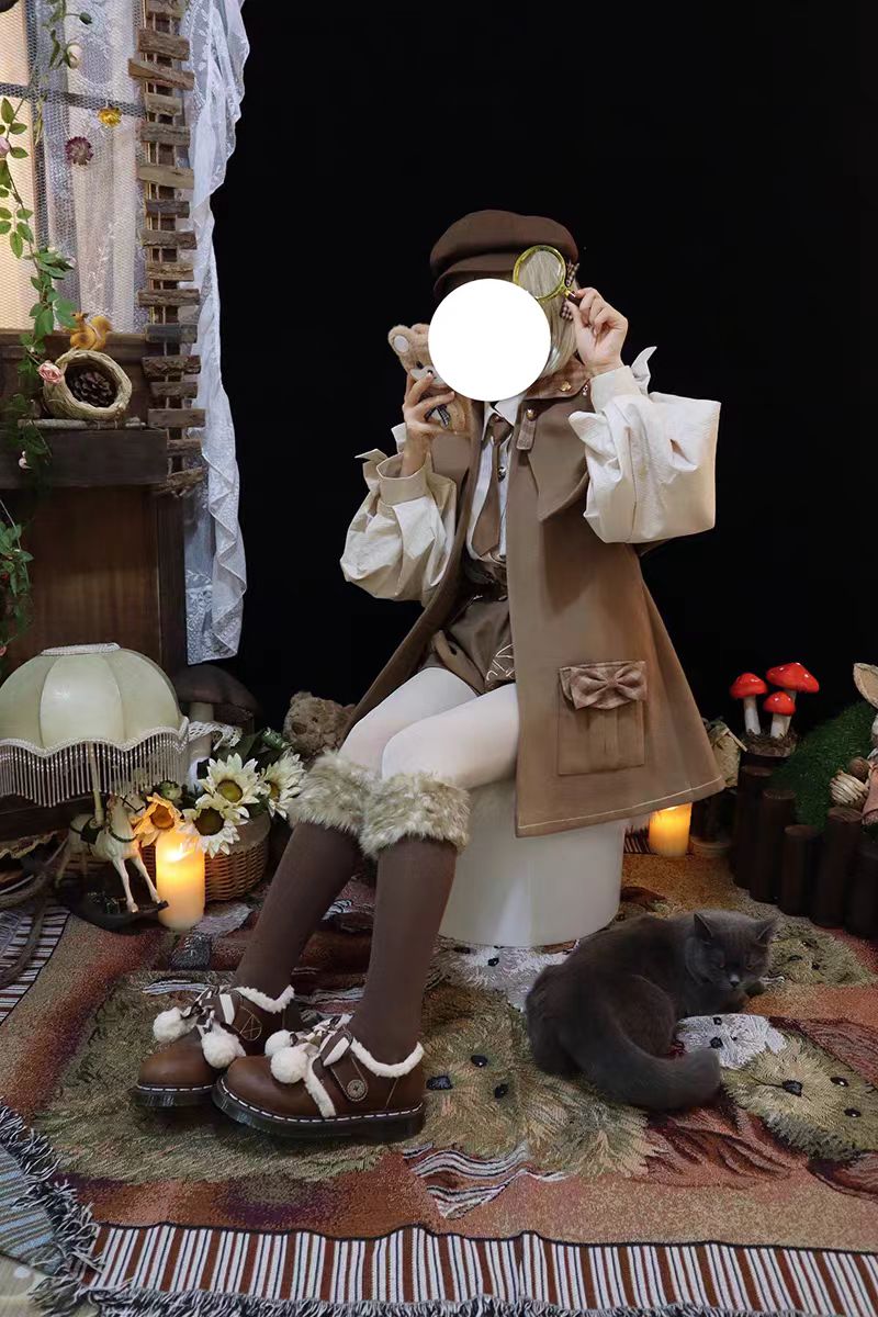 Lolita Coat Retro Brown Woolen Cape Cute Style Autumn Winter Outerwear