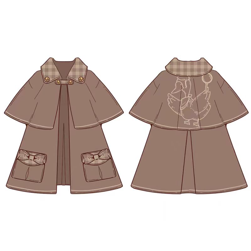 Lolita Coat Retro Brown Woolen Cape Cute Style Autumn Winter Outerwear