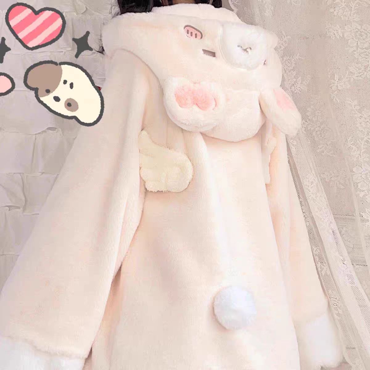 Lolita Coat Sleepy Bear Warm Thick Plush Outerwear Women Autumn Winter