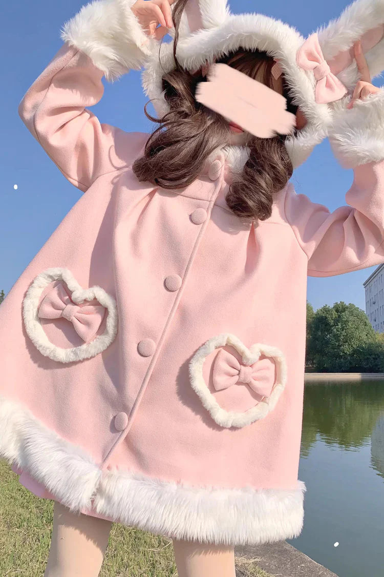Crafted for whimsical elegance, this coat blends cozy knit fabric with dreamy Lolita aesthetics. The playful rabbit ears and delicate bow accents evoke a fairy-tale charm, while the single-row buttons and tailored silhouette ensure refined sophistication. Designed to withstand chilly days without compromising style, it empowers wearers to embrace both comfort and fantasy—turning winter into a season of enchanting self-expression.