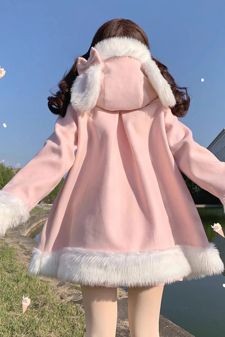Crafted for whimsical elegance, this coat blends cozy knit fabric with dreamy Lolita aesthetics. The playful rabbit ears and delicate bow accents evoke a fairy-tale charm, while the single-row buttons and tailored silhouette ensure refined sophistication. Designed to withstand chilly days without compromising style, it empowers wearers to embrace both comfort and fantasy—turning winter into a season of enchanting self-expression.