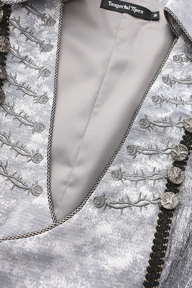 Inspired by the fusion of Victorian elegance and industrial steam-powered innovation, this coat reimagines aristocratic tailoring with avant-garde Lolita aesthetics. The sleeveless design emphasizes structured shoulders and a sharp silhouette, evoking the commanding presence of a fantasy prince. Details like faux gear motifs and metallic accents pay homage to steampunk craftsmanship, while the grey wool blend fabric bridges classic sophistication and futuristic charm.